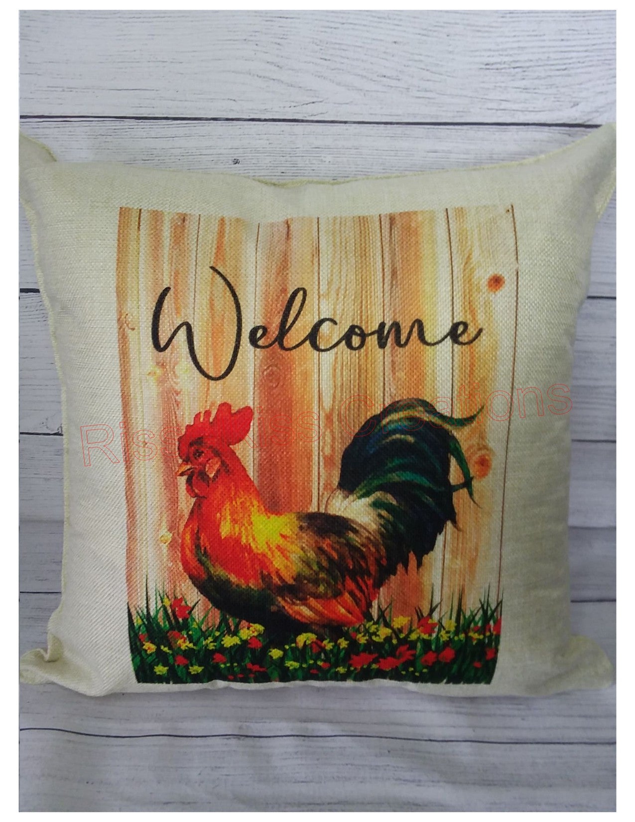 Welcome Rooster Pillow Cover